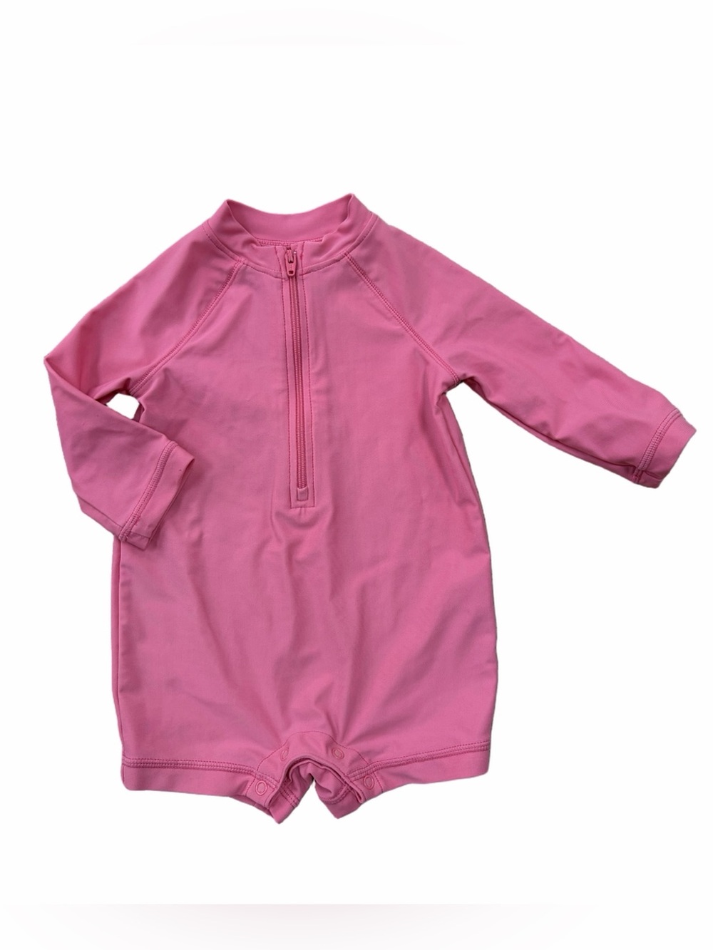 Primary Size 3-6 Months Pink One-Piece Rash Guard Swimsuit